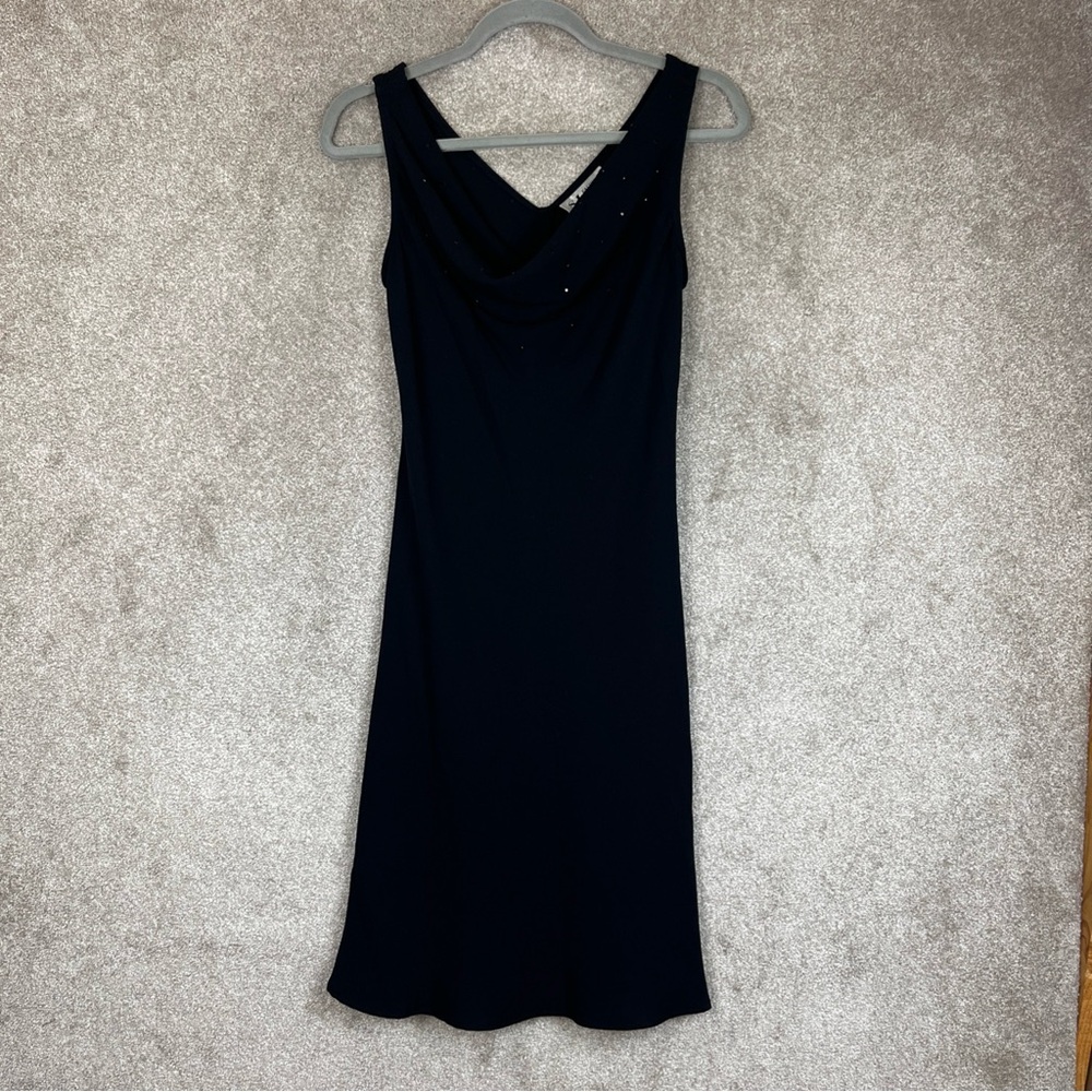 SL Fashions Vintage Dress Womens 8 Black Sleeveless Knee Length Rhinestone-4179